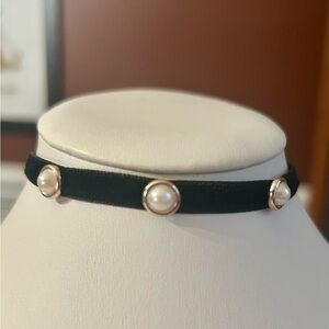 Ralph Lauren Black Choker with Pearl Accents